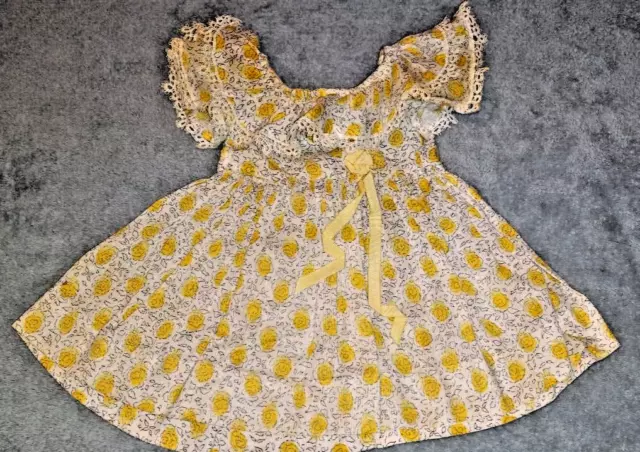 Perfect for Shirley Temple! Vintage Yellow Rosebud Doll Dress  # 3