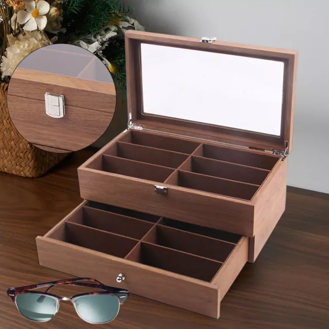 Eyeglass Case Storage Sunglass 12Bits Display Box 2 Layer Collect Organizer Gift