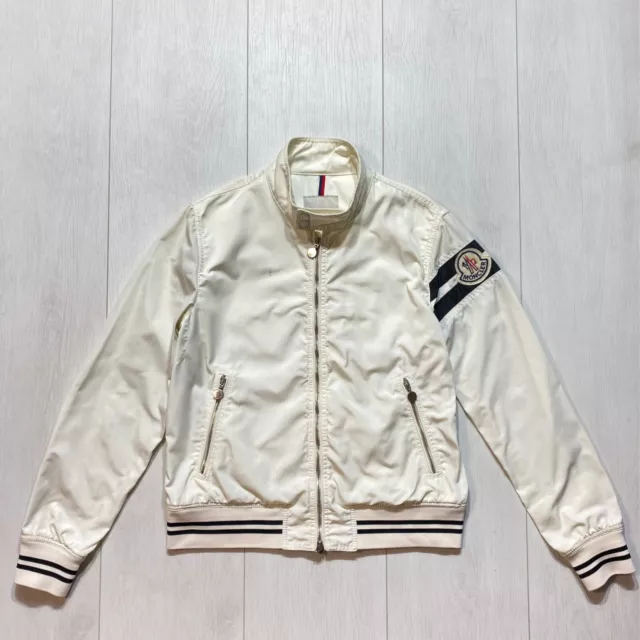 Moncler Men's Jacket Bomber White Size 5 Large Big Logo