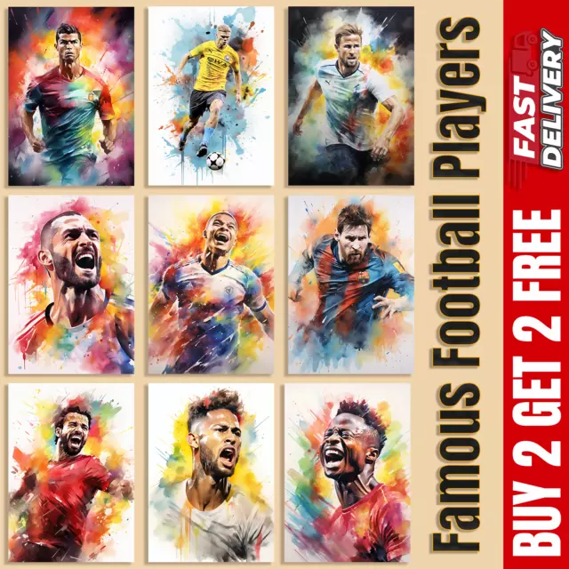 Famous Football Player of All Time Posters Ronaldo Messi Mbappe Neymar Benzema