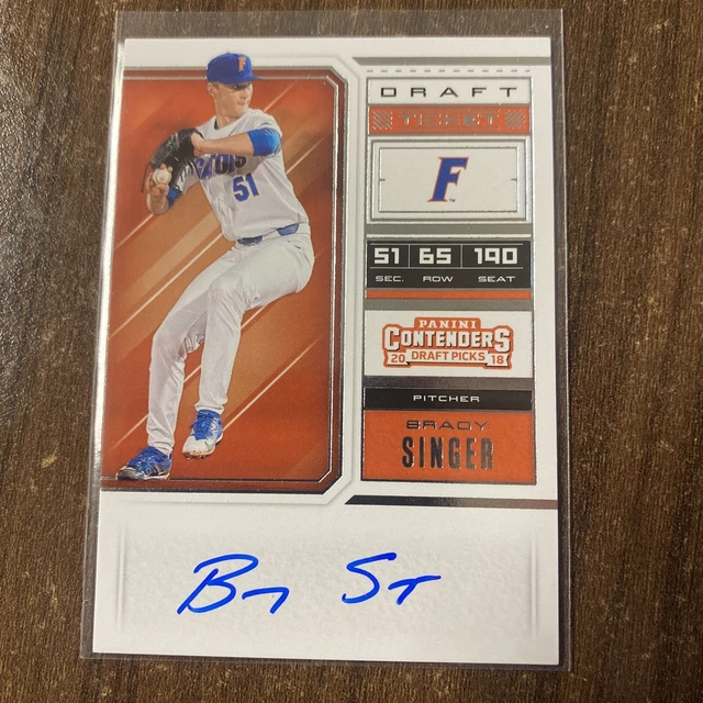 2018 Brady Singer Panini Contenders Draft Picks Draft Ticket #1 Auto
