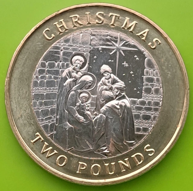 2022 Gibraltar £2 Coin – Christmas Nativity Scene – Uncirculated From Mint Bags