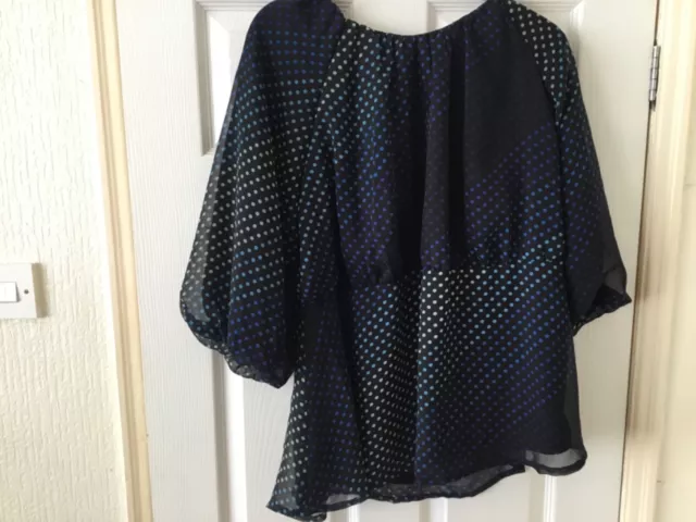 Ladies JD Williams black  spotty chiffon top with cami blouse size 22 BNWT