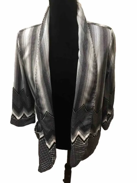 Robert Louis Women’s Open Front Blazer Jacket  Oversized Chevron Print Size L