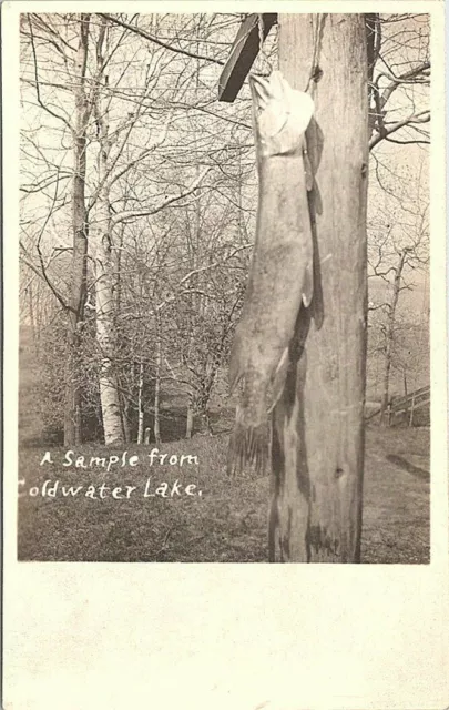 RPPC Coldwater Lake MI Fishing Scene 1920s era