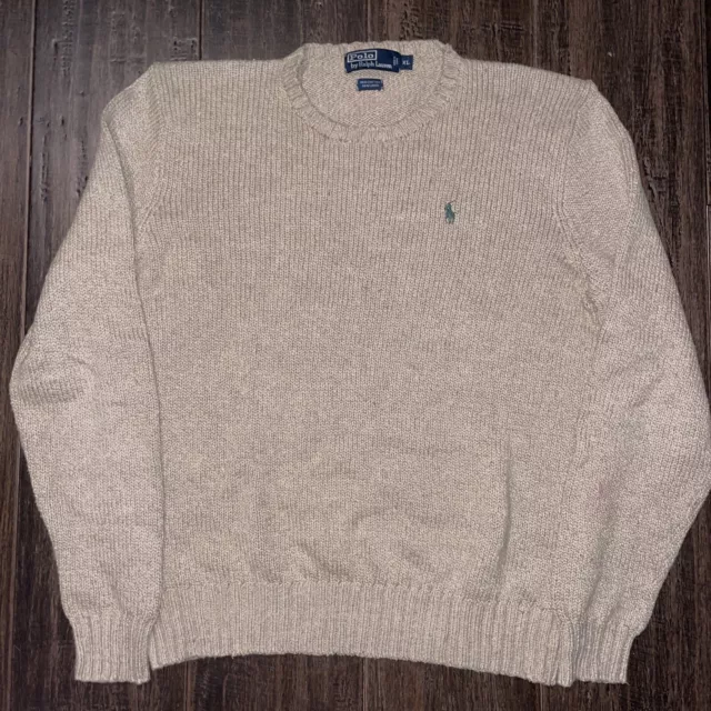 Polo Ralph Lauren Beige Linen Blend Sweater Mens XL