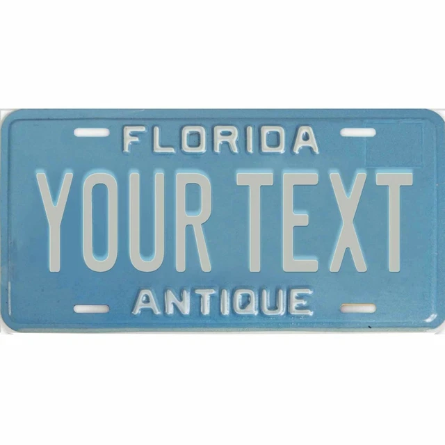 FLORIDA ANTIQUE BLUE Custom Peronalized license plate tag 12x6 YOUR