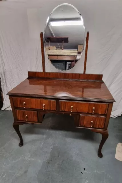 Vintage Walnut Dressing Table Mirror Drawers