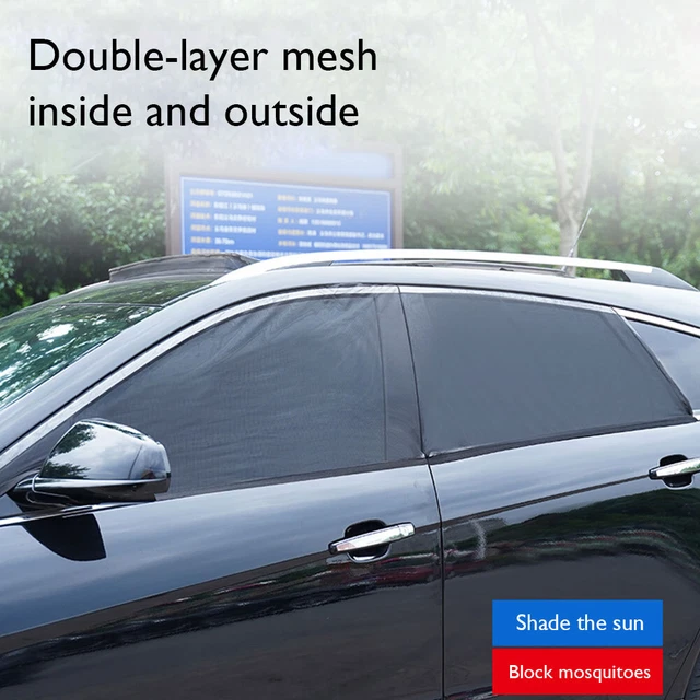 Car Front Rear Side Window Sun Shade Breathable Sunshade UV Protection 2 Pack fr 3