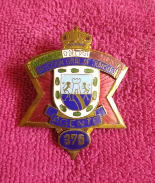 Vtg 70' Obsolete Mexican Police Badge Id Policia D.f Transito Agente 376 -2.50"