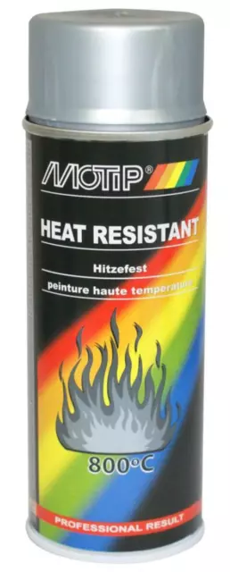 Bombe Spray Peinture Haute Temperature Gris Argent 800°C Auto Moto Camion