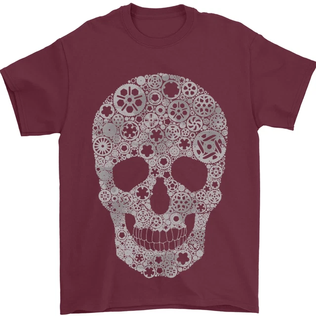 T-shirt uomo Gear Skull Biker moto auto moto 100% cotone