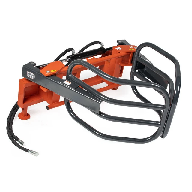 Titan Attachments Round Hay Bale Gripper Squeezer, Skid Steer Quick Tach