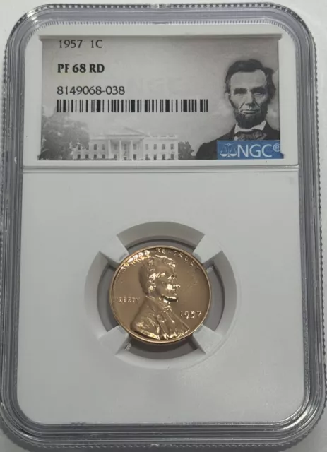 1957 Ngc Pf68 Rd Red Proof Lincoln Wheat Penny 1C One Cent Portrait Label