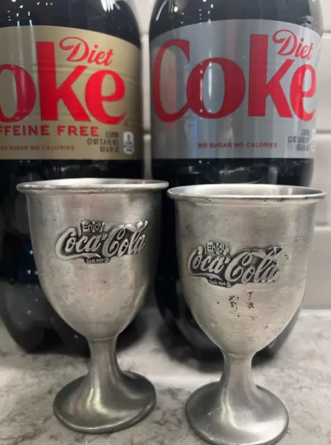 Vintage Antique Coca Cola Collectible Silver Glass Set