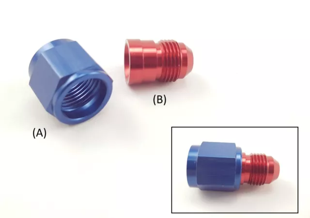 Adaptateur / Réducteur Dash/AN, AN 12 (A) => AN 8 (B) aluminium VENDEUR FRANCAIS