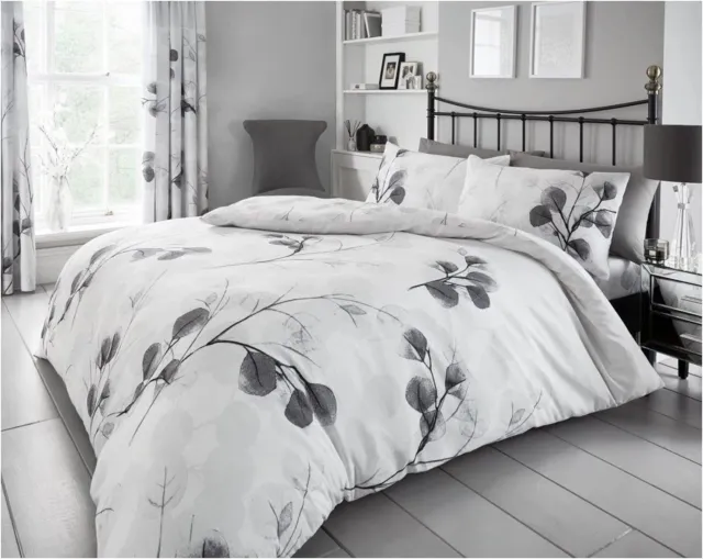 Gaveno Cavailia Botanical Duvet Cover Set Floral White Grey King 5Ft