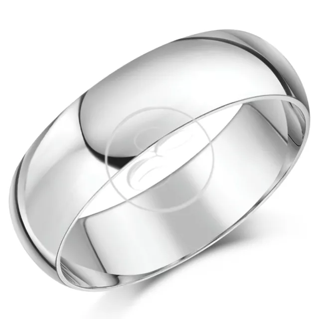 9ct White Gold Ring Light Weight D Shaped Wedding Ring Band (Solid & Hallmarked)