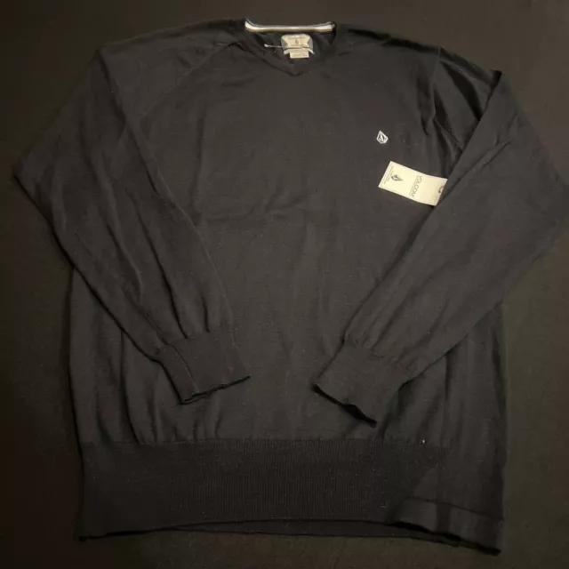 NWT Volcom Standard Sweater Mens S Black Long Sleeve Stitched Logo - Brand New