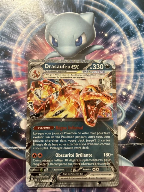 CARTE POKÉMON DRACAUFEU EX - FR - EV3/Flammes Obsidiennes - 125/197 Psa CARTE POKÉMON DRACAUFEU EX - FR - EV3/Flammes Obsidiennes - 125/197 Psa