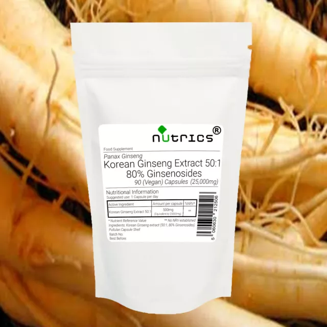 Nutrics® MAX 25.000mg KOREANISCHER GINSENG vegane Kapseln 80% Ginsenoside