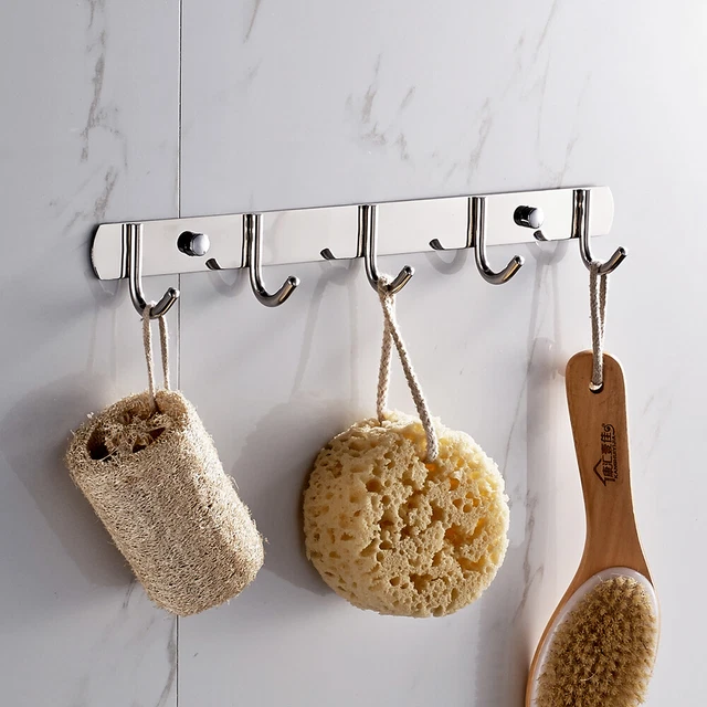 Stainless Steel Robe Hooks Hanger Towels Key Bag Hat Clothes Coat Wall Mounted