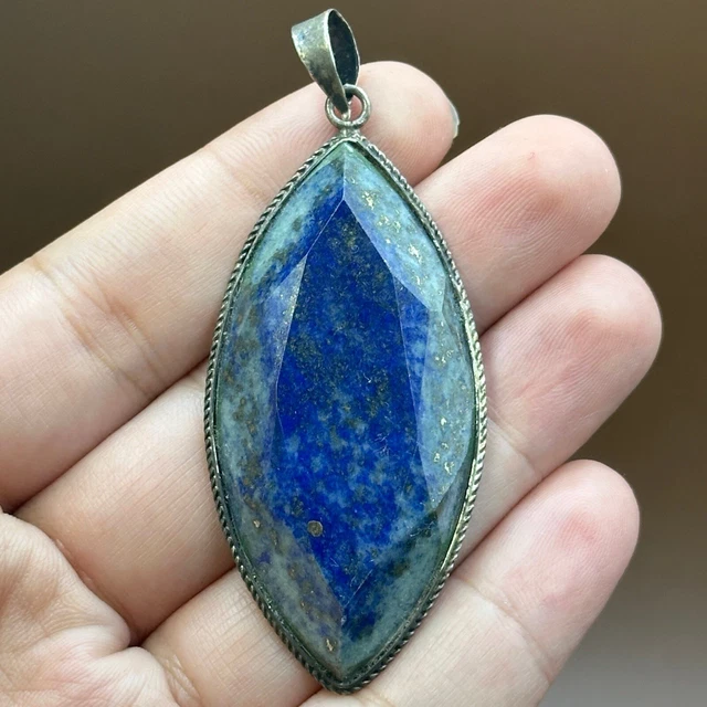 Pendentif Ancien En Argent Sterling Et Pierre – Pièce Unique Vintage – Occasion En Bon état