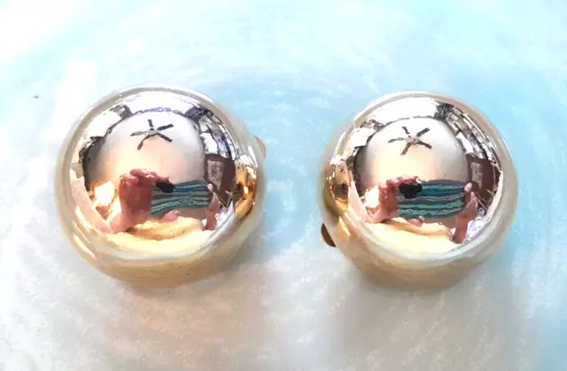 Vintage BEN-AMUN Large & In-Charge Gold Plated Round Globe Clip On Earrings