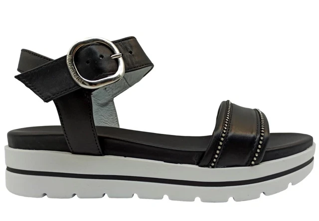 Sandali nero sales giardini zeppa