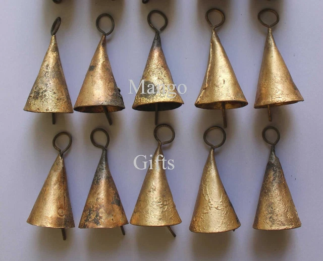 Handmade X Mas Decor Rustic Iron Cone Bells Chimes Craft Supply Wholesale Pcs100