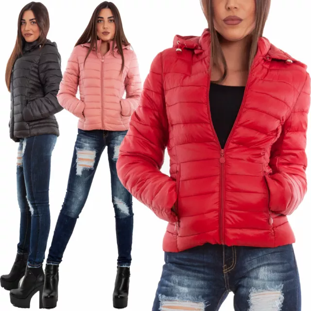 Piumino donna imbottito giubbotto cappuccio giaccone trapuntato TOOCOOL VI-M002