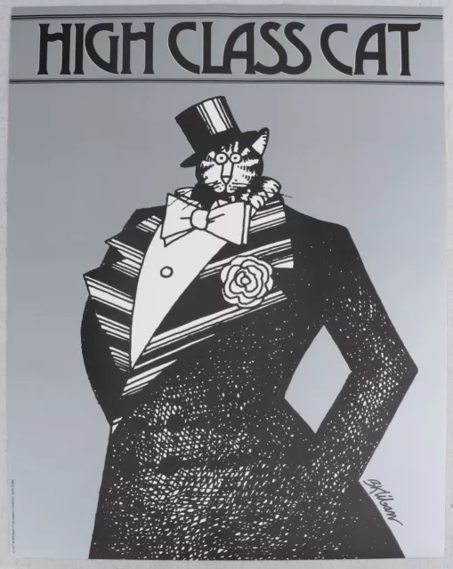 Vintage B Kliban High Class Cat Top Hat Cartoon Illustration Poster 18 x 24”