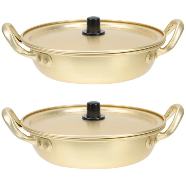 2 piezas olla coreana de ramen orejas dobles olla cocina utensilios de cocina calentamiento