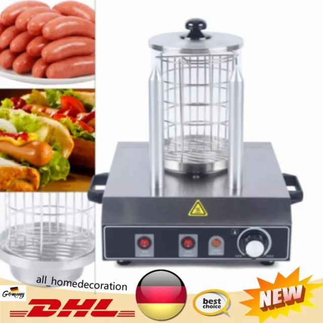 Elektrisch Hot Dog Warmer Machine für 2 Spieße Edelstahl Hot-Dog Würstchenwärmer