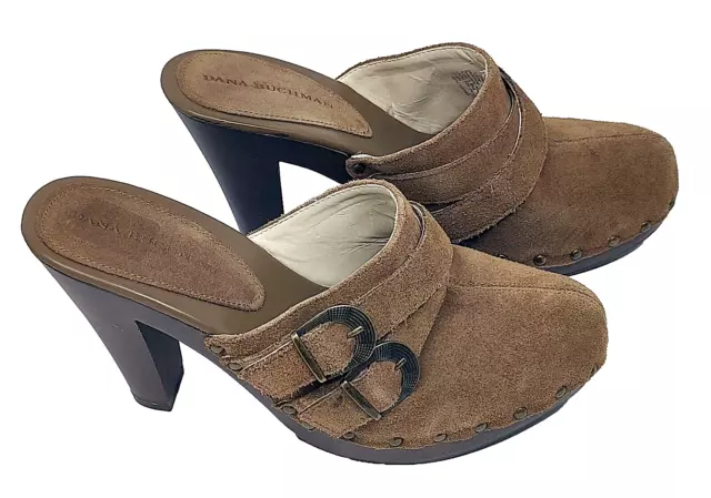 Dana Buchman Heeled Clogs Slip On Shoe  Leather Hazelton Desert Tan Women's  10M