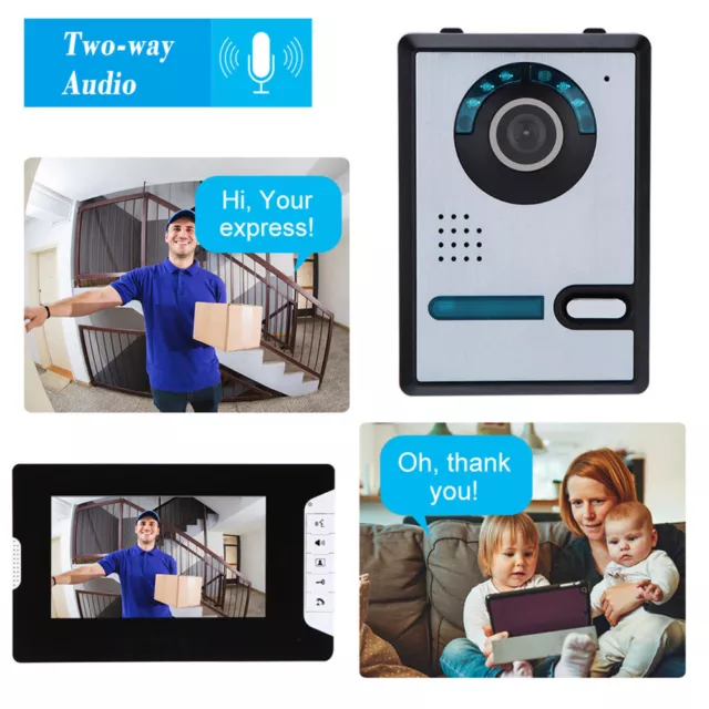 Wireless Video Door Phone Intercom Doorbell+7inch Monitor Camera Security System 3