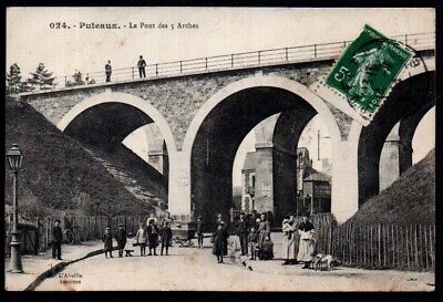 CPA -- puteaux the Bridge has 5 written arches timbree CIRCULEE en 1914 770.e