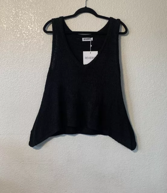 Black Sweater Tank Top REVERSE Women’s Size XS