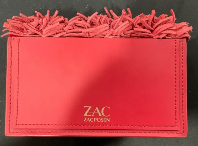 ZAC Posen Women Red Leather Crossbody Handbag Clutch Purse Wallet Bag RARE