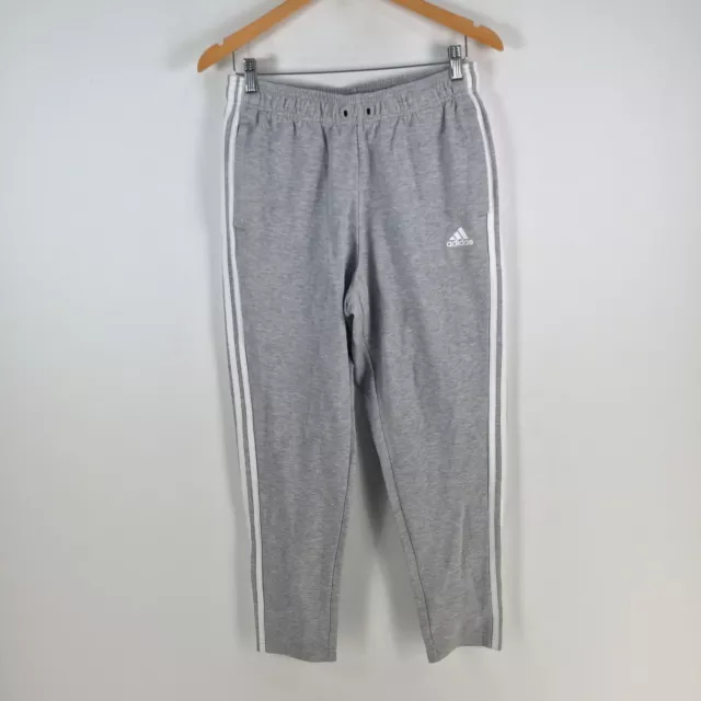 Adidas womens sweat pants size M grey striped tapered stretch cotton 078373