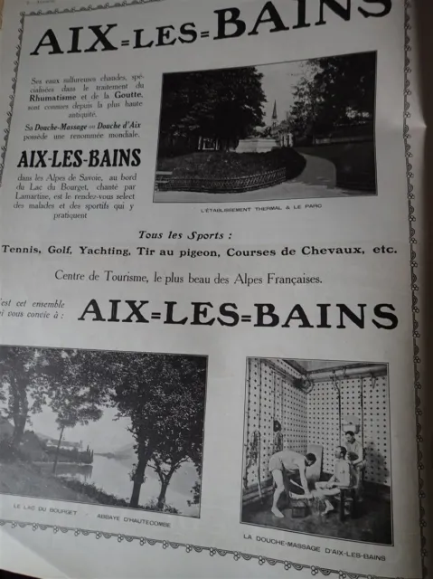 AIX LES BAINS publicité papier ILLUSTRATION 1923 col