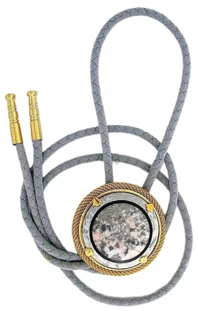 PINK GRAY OPAL 34mm Round Custom Gold Color Mesh Bolo Tie Cord Tip ...