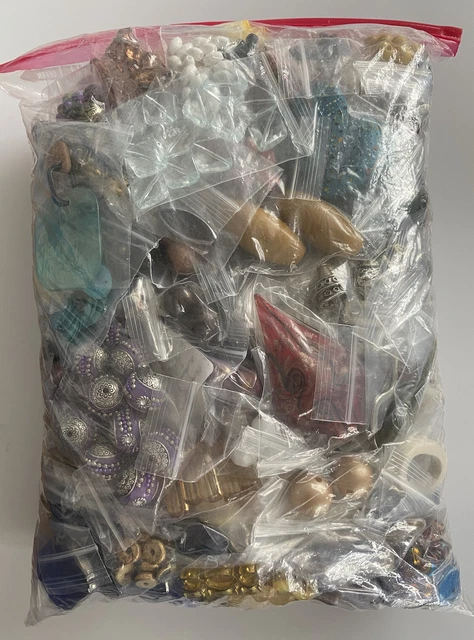 2kg Of Mixed Glass Metal Plastic Beads Findings Jewellery Making Craft Items