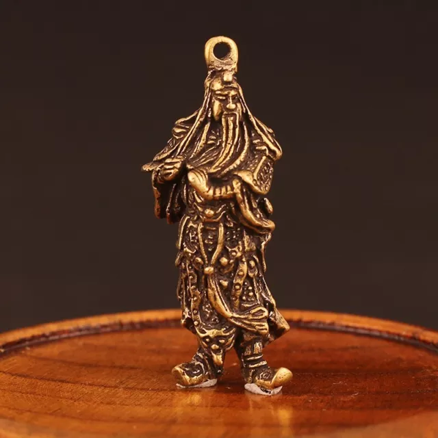 Retro Chinese Copper God Of Wealth Guan Gong Figure Statue Ornament Office Gifts