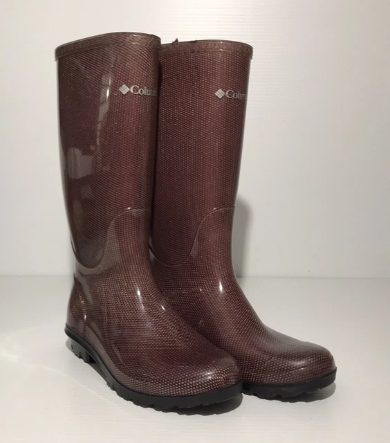 Columbia Womens Rubber Rain Boots Red Maroon Rain boots Polka Dots Size 7