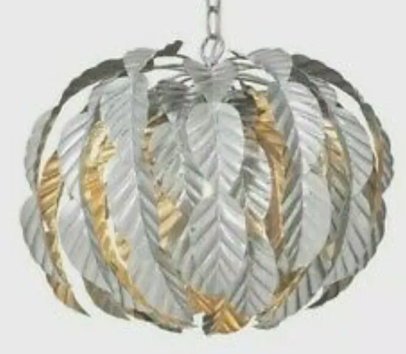 NEXT Freya Pendant Chandelier Silver Foiled Leaves Ceiling Light Rrp £120 BNIB