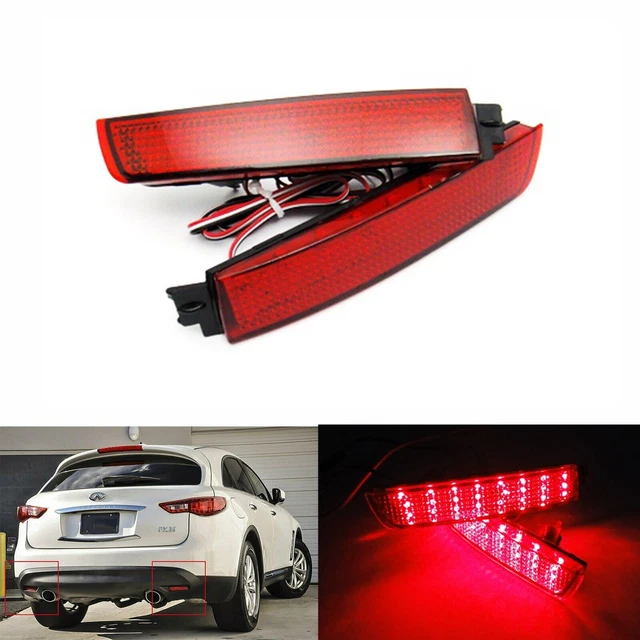 For Juke Murano Quest Sentra FX35 Red Lens Bumper Reflector LED Tail Brake Light