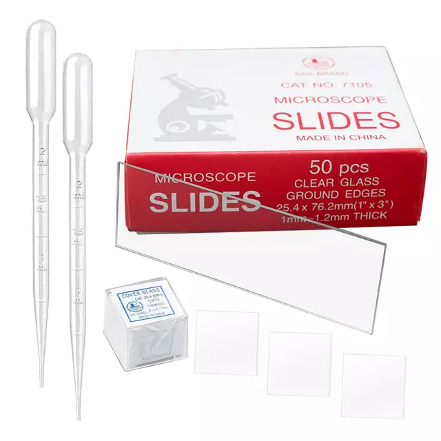 Microscope Slides and Cover Slips 50 PCS Pre Cleaned Microscope Slides With Edge