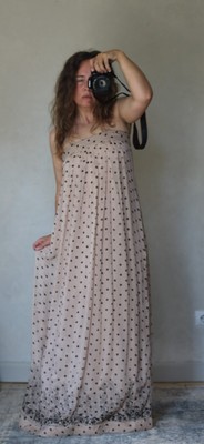 PAUL & JOE maxi polka dot embroidered floral dress size 40