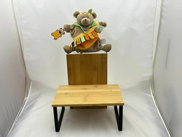 Doudou et Compagnie doudou marionnette velours ours Mario indien beige orange